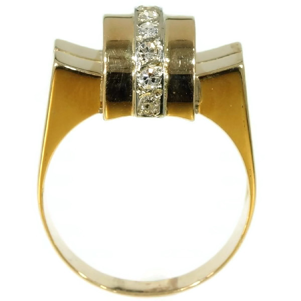 Stylish gold diamond Retro ring